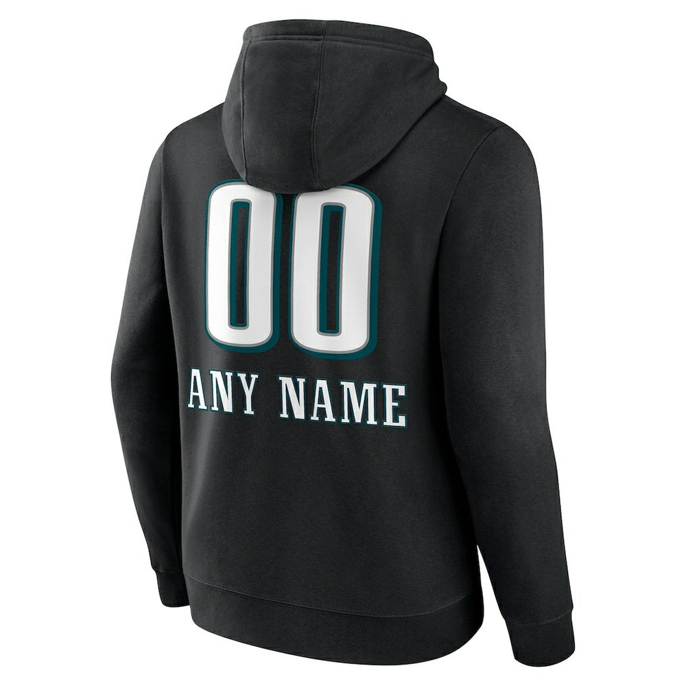 Philadelphia Eagles Personalized Name & Number Team Wordmark Pullover Hoodie - Black on sale