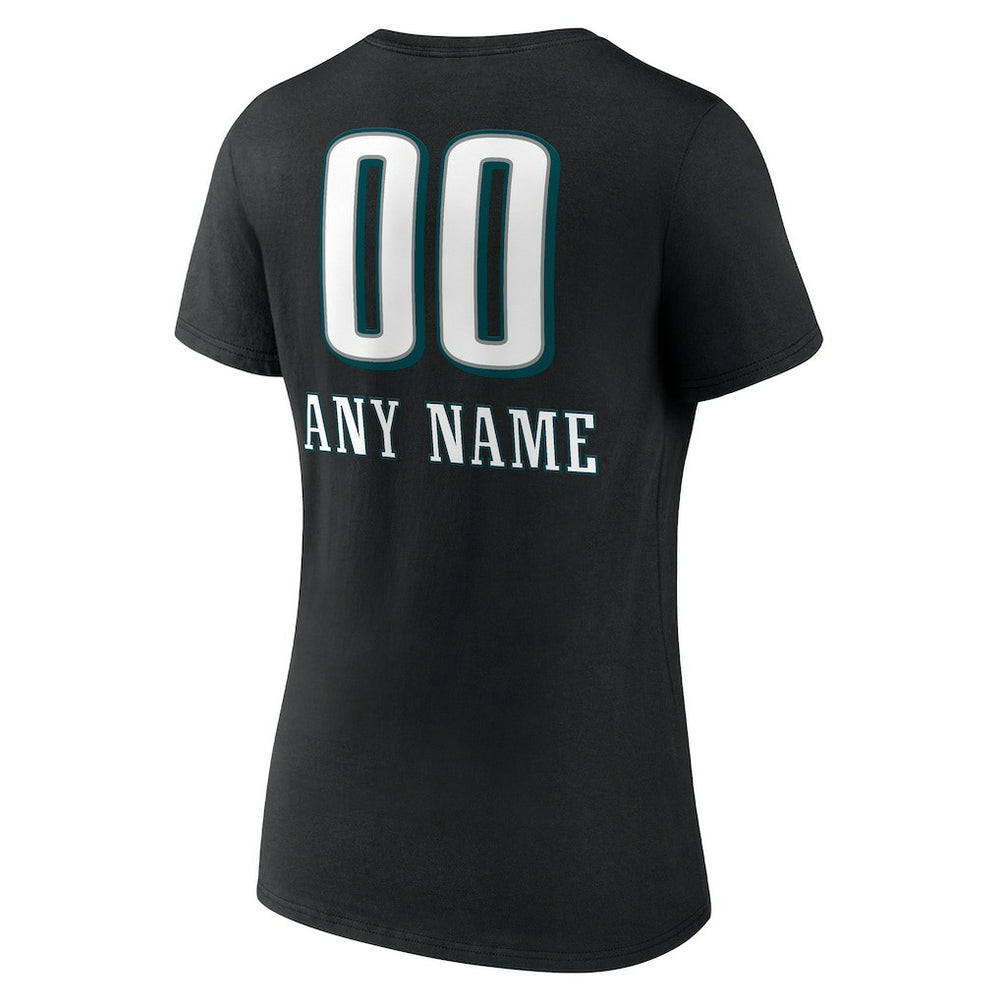 Philadelphia Eagles Women's Personalized Name & Number Team Wordmark V-Neck T-Shirt - Black outlet