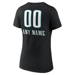Philadelphia Eagles Women's Personalized Name & Number Team Wordmark V-Neck T-Shirt - Black outlet