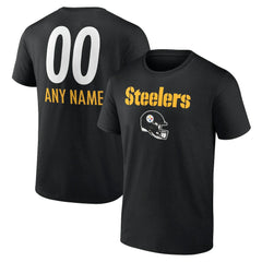 Pittsburgh Steelers Personalized Name & Number Team Wordmark T-Shirt - Black sale