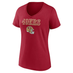 San Francisco 49ers Women's Personalized Name & Number Team Wordmark V-Neck T-Shirt - Scarlet online