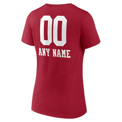 San Francisco 49ers Women's Personalized Name & Number Team Wordmark V-Neck T-Shirt - Scarlet online