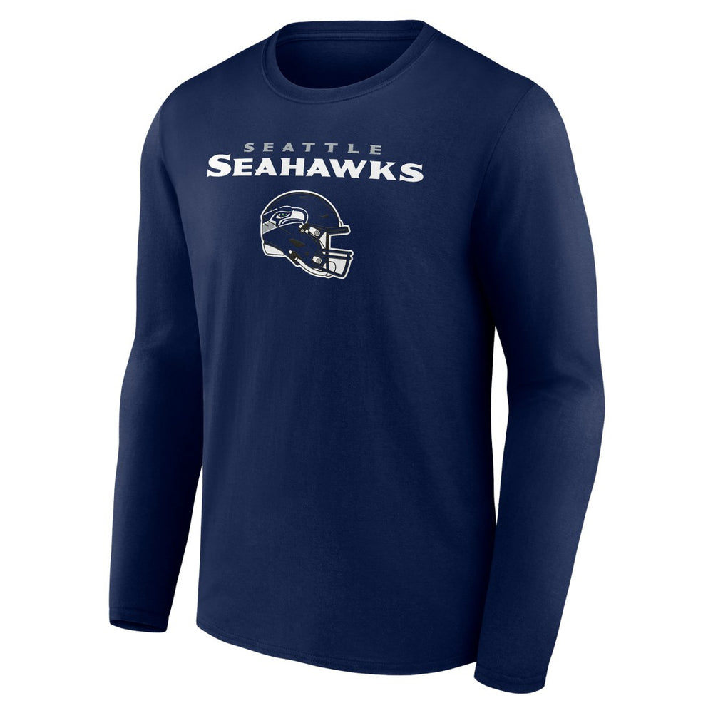 Seattle Seahawks Personalized Name & Number Team Wordmark Long Sleeve T-Shirt - College Navy cheap