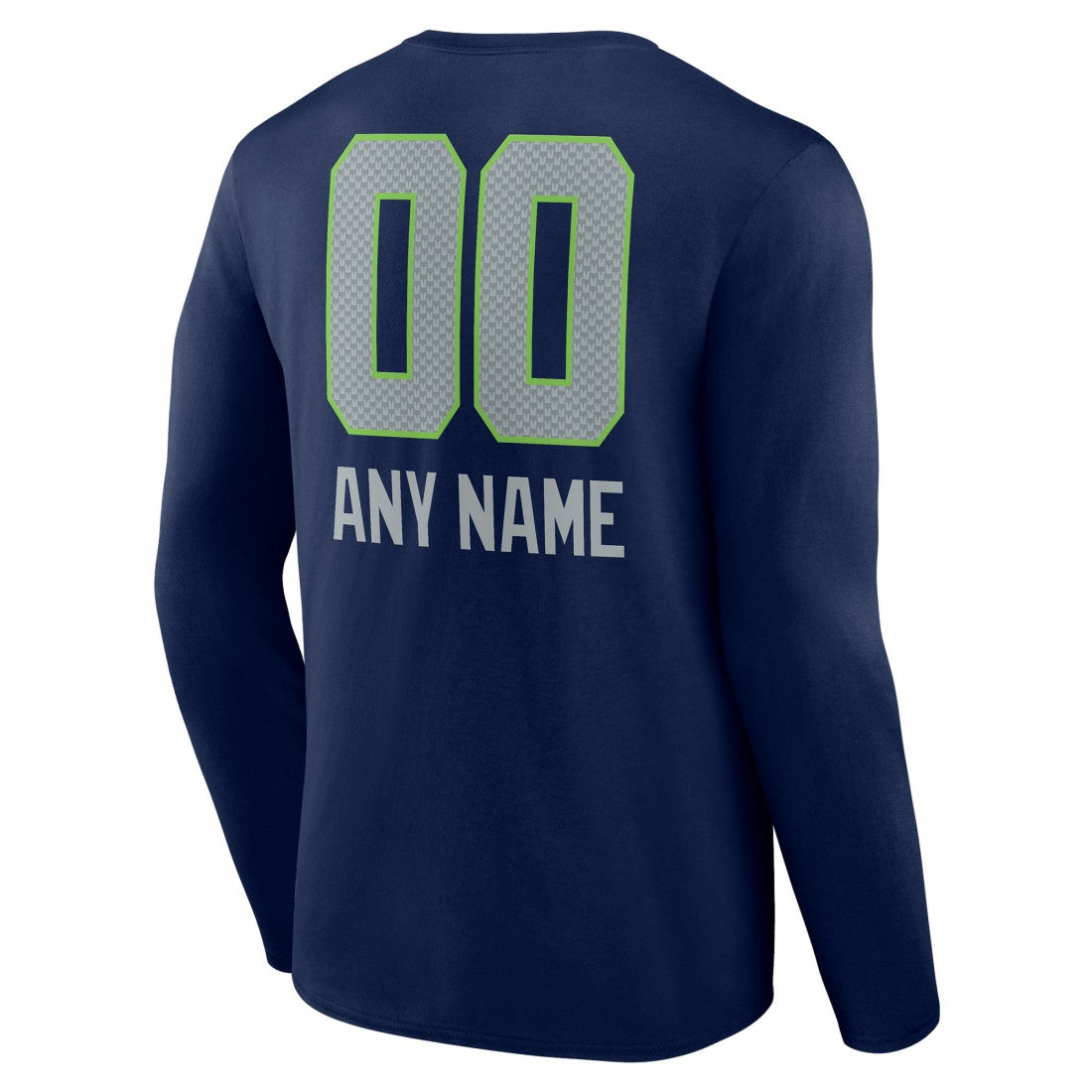 Seattle Seahawks Personalized Name & Number Team Wordmark Long Sleeve T-Shirt - College Navy cheap