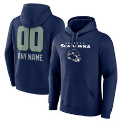 Seattle Seahawks Personalized Name & Number Team Wordmark Pullover Hoodie - College Navy sale