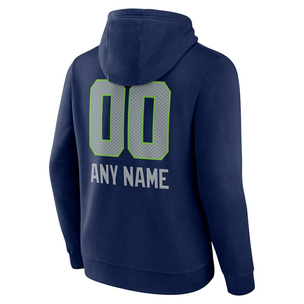 Seattle Seahawks Personalized Name & Number Team Wordmark Pullover Hoodie - College Navy sale