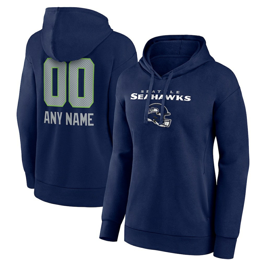 Seattle Seahawks Women's Personalized Name & Number Team Wordmark Pullover Hoodie - College Navy online