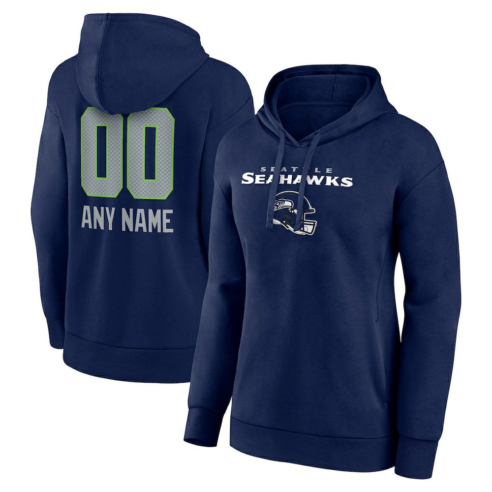 Seattle Seahawks Women's Personalized Name & Number Team Wordmark Pullover Hoodie - College Navy online
