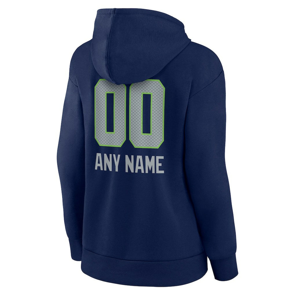 Seattle Seahawks Women's Personalized Name & Number Team Wordmark Pullover Hoodie - College Navy online