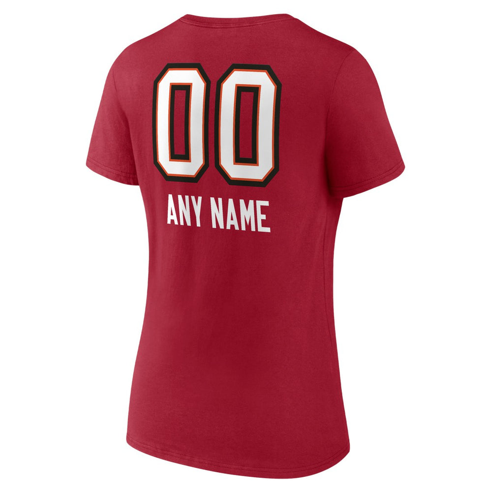 Tampa Bay Buccaneers Women's Personalized Name & Number Team Wordmark V-Neck T-Shirt - Red online