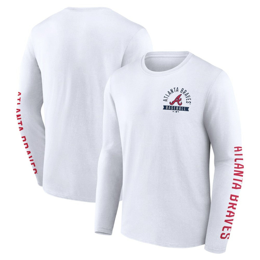Atlanta Braves Press Box Long Sleeve T-Shirt - White