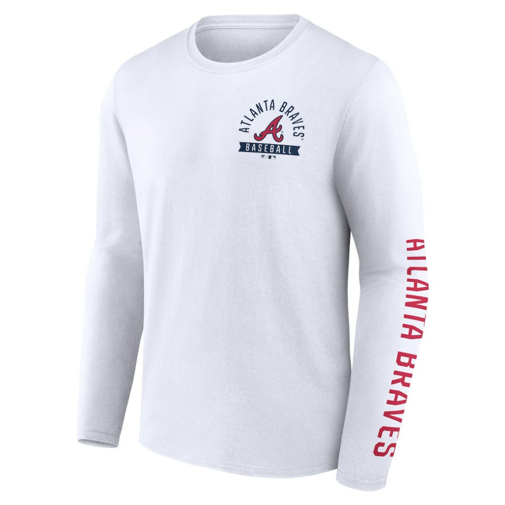 Atlanta Braves Press Box Long Sleeve T-Shirt - White