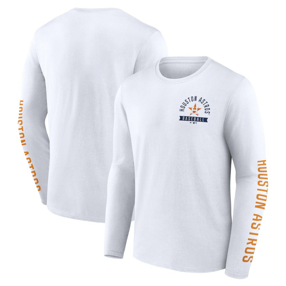 Houston Astros Press Box Long Sleeve T-Shirt - White