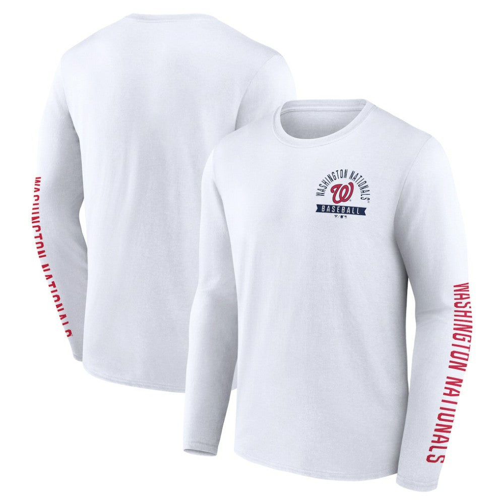 Washington Nationals Press Box Long Sleeve T-Shirt - White