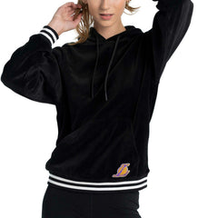 Los Angeles Lakers Lusso Women's Nellie Oversized Velour Pullover Hoodie - Black for sale