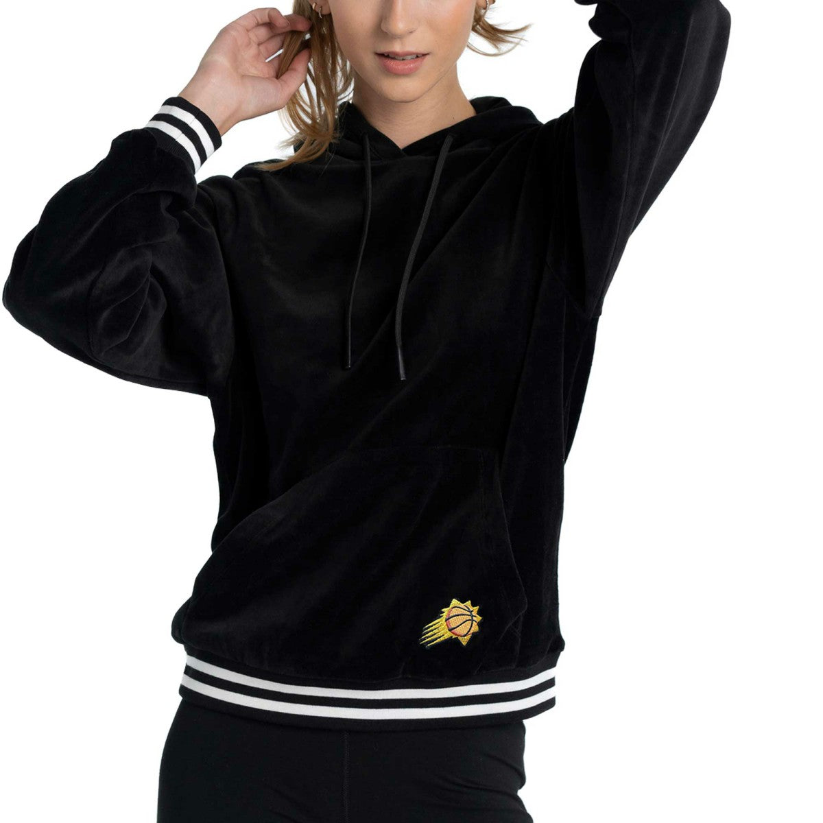 Phoenix Suns Lusso Women's Nellie Oversized Velour Pullover Hoodie - Black shop