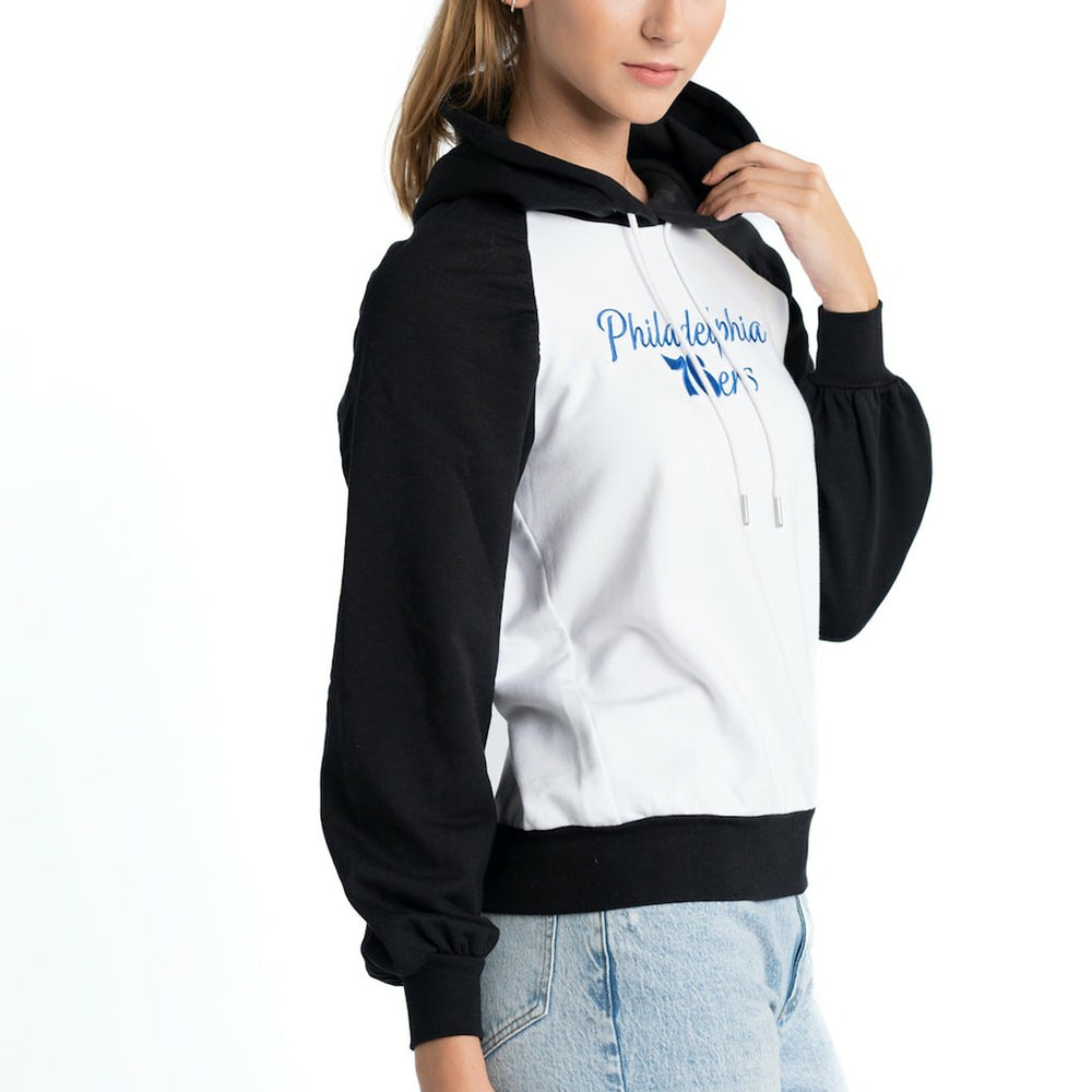 Philadelphia 76ers Lusso Women's Marlowe Tri-Blend Raglan Pullover Hoodie - White on sale