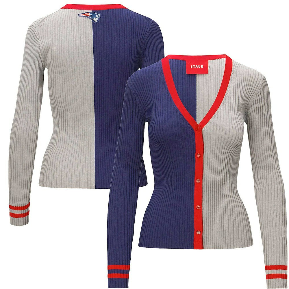 New England Patriots STAUD Women's Cargo Sweater - Navy/Gray on sale