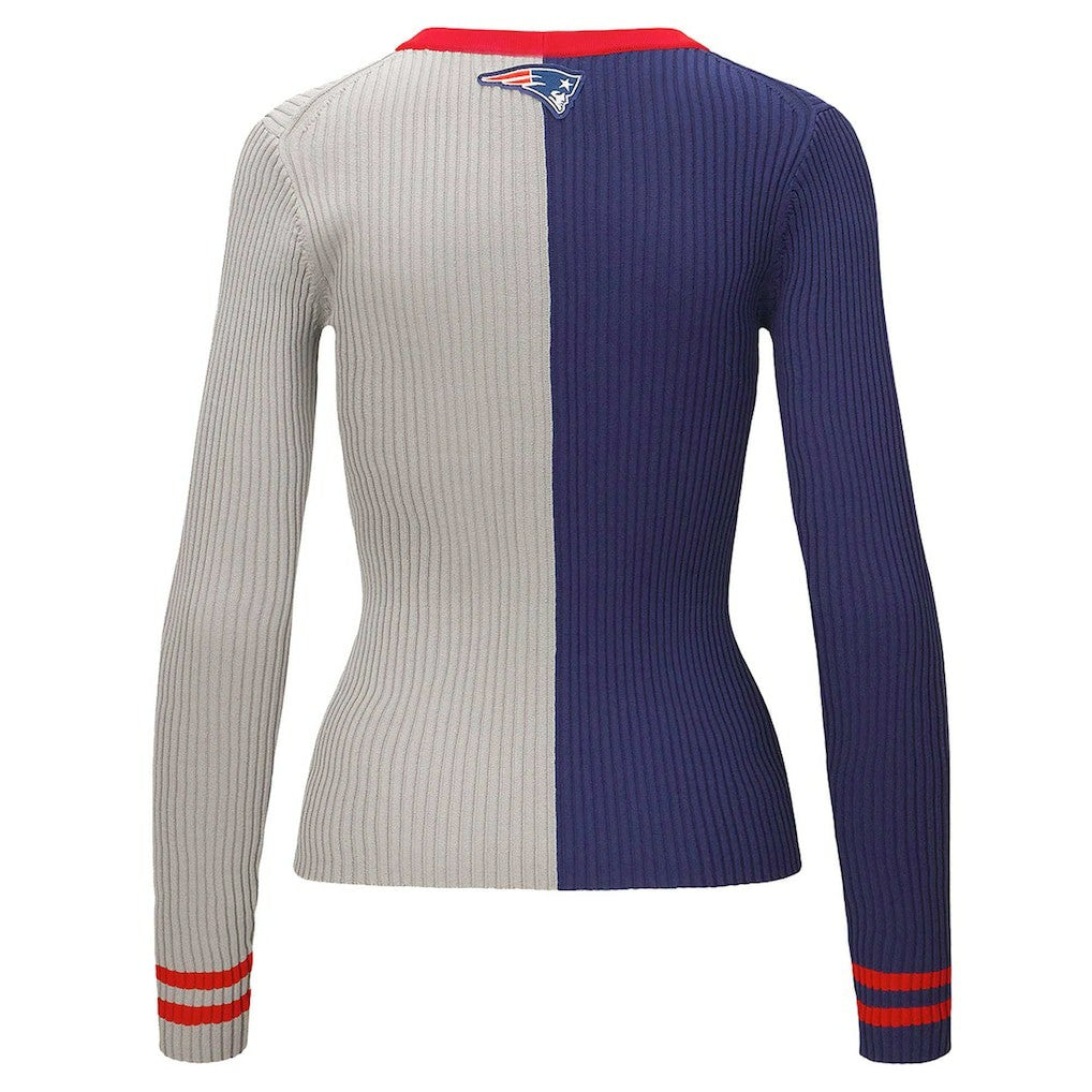 New England Patriots STAUD Women's Cargo Sweater - Navy/Gray on sale