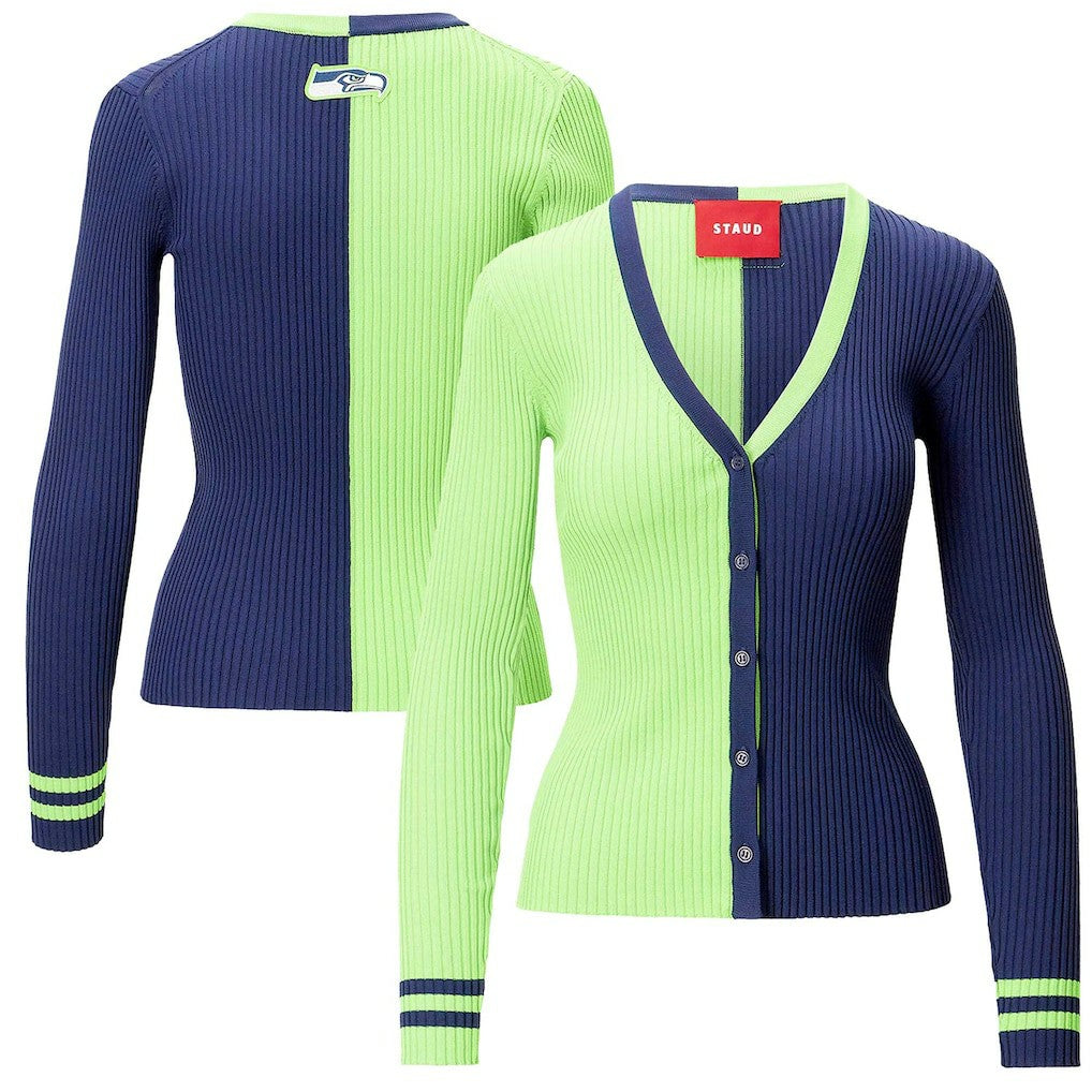 Seattle Seahawks STAUD Women's Cargo Sweater - Neon Green/Navy sale