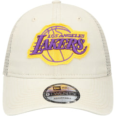 Los Angeles Lakers Rough Edge Logo Trucker 9TWENTY Adjustable Hat - Cream | New Era on sale