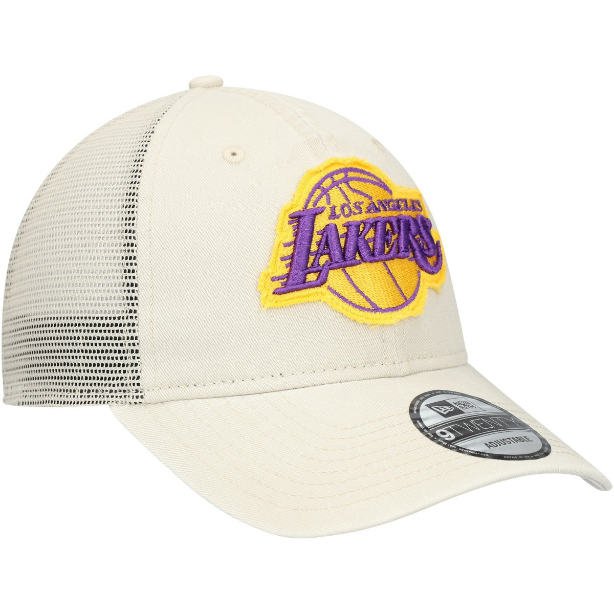 Los Angeles Lakers Rough Edge Logo Trucker 9TWENTY Adjustable Hat - Cream | New Era on sale