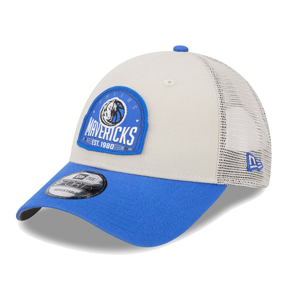 Dallas Mavericks Throwback Patch Trucker 9FORTY Adjustable Hat sale - Khaki/Blue | New Era discount
