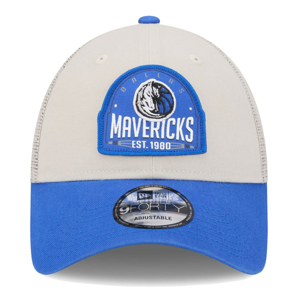 Dallas Mavericks Throwback Patch Trucker 9FORTY Adjustable Hat sale - Khaki/Blue | New Era discount
