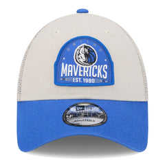 Dallas Mavericks Throwback Patch Trucker 9FORTY Adjustable Hat sale - Khaki/Blue | New Era discount