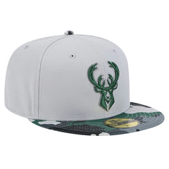 Milwaukee Bucks Active Color Camo Visor 59FIFTY Fitted Hat - Gray | New Era outlet