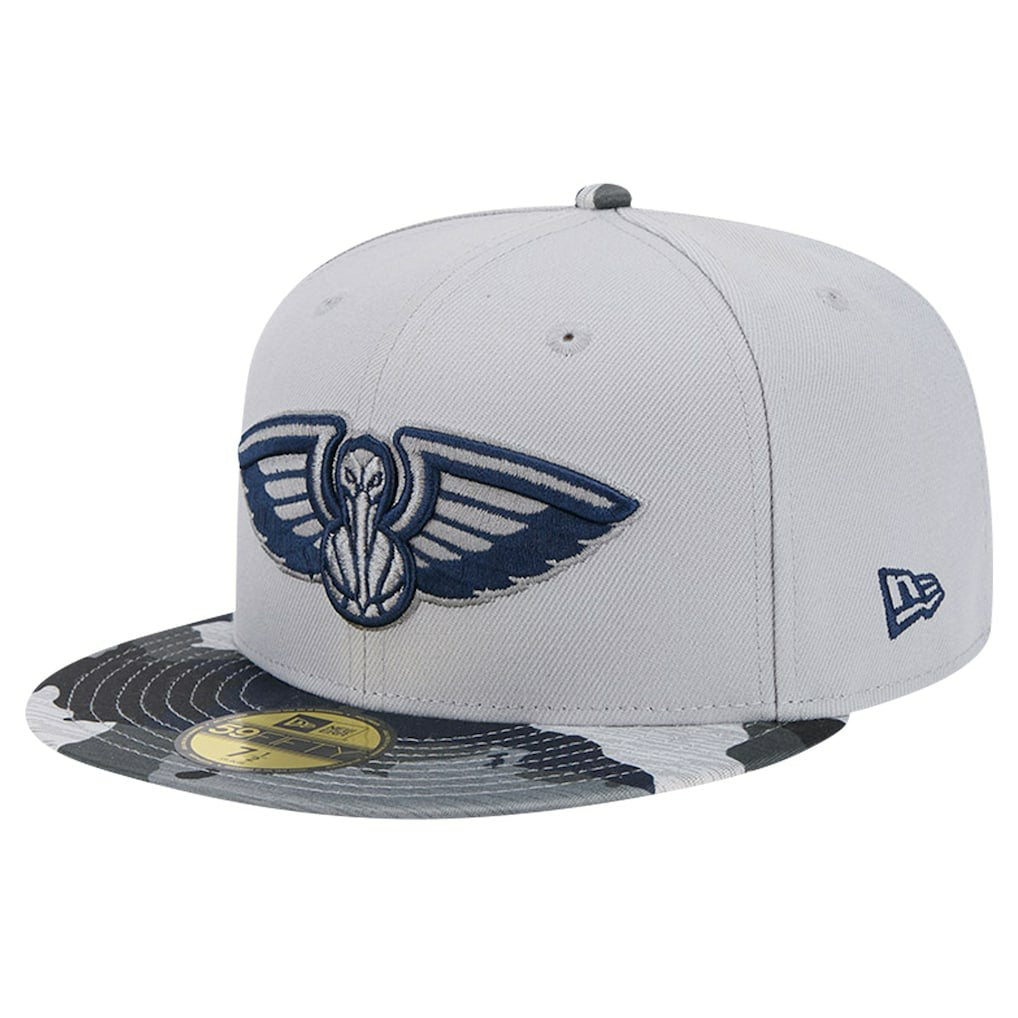 New Orleans Pelicans Active Color Camo Visor 59FIFTY Fitted Hat - Gray | New Era sale