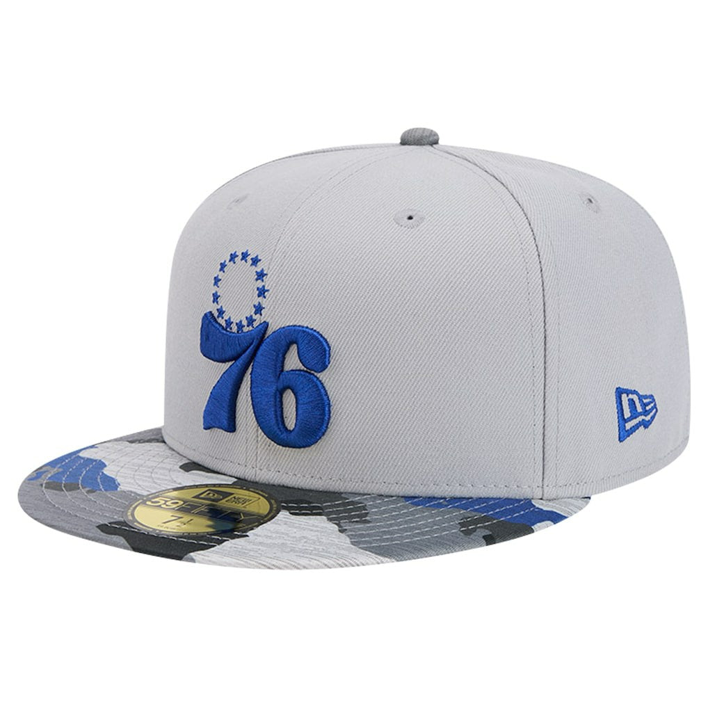 Philadelphia 76ers Active Color Camo Visor 59FIFTY Fitted Hat - Gray | New Era cheap
