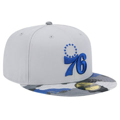 Philadelphia 76ers Active Color Camo Visor 59FIFTY Fitted Hat - Gray | New Era cheap