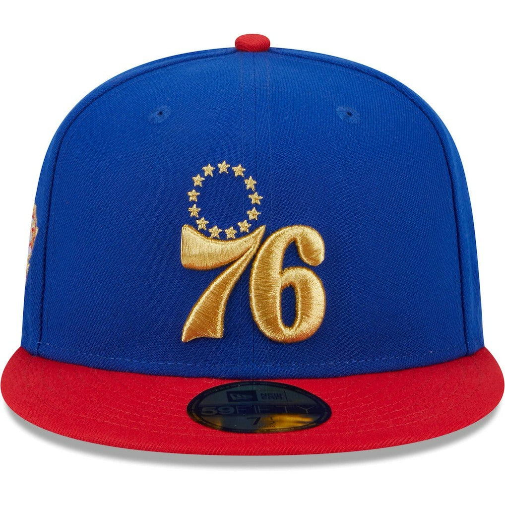 Philadelphia 76ers Gameday Gold Pop Stars 59FIFTY Fitted Hat - Royal/Red | New Era shop