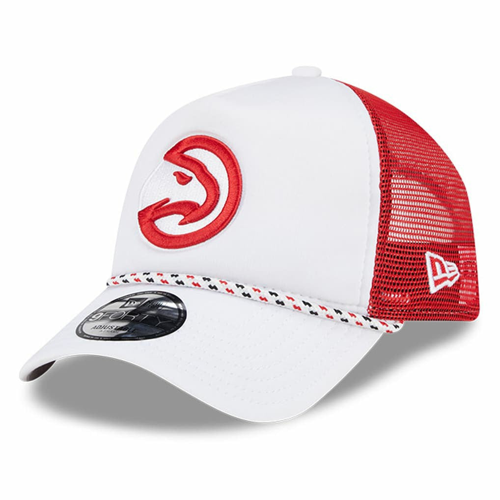 Atlanta Hawks Court Sport Foam A-Frame 9FORTY Adjustable Trucker Hat - White/Red | New Era for sale