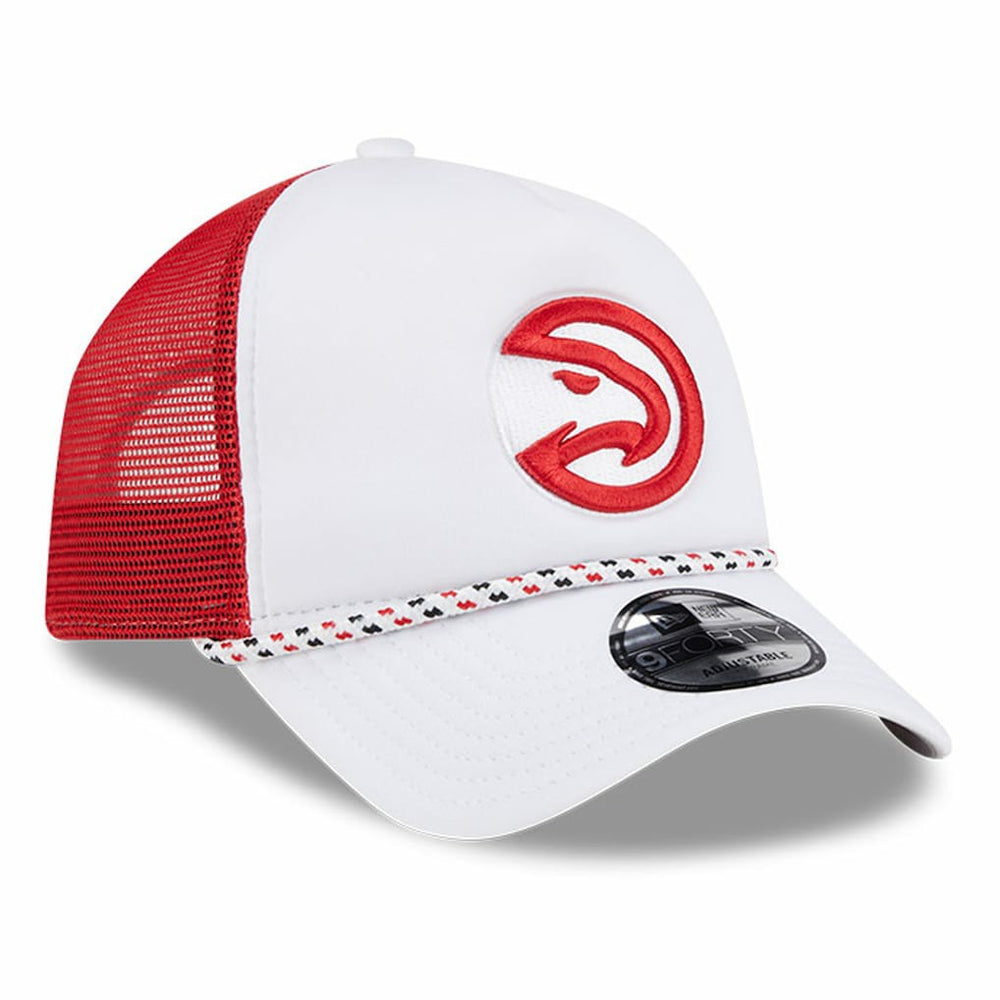 Atlanta Hawks Court Sport Foam A-Frame 9FORTY Adjustable Trucker Hat - White/Red | New Era for sale