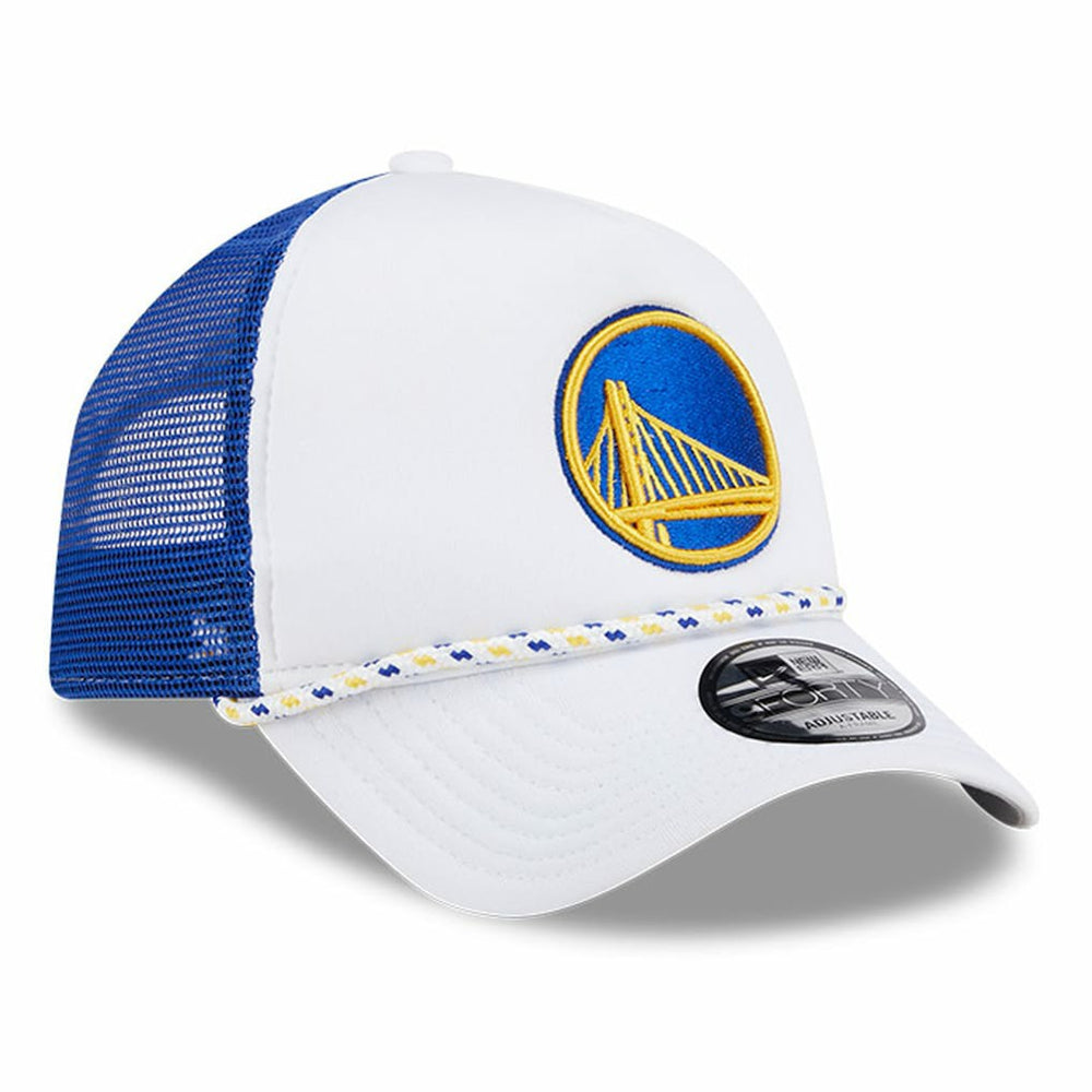 Golden State Warriors Court Sport Foam A-Frame 9FORTY Adjustable Trucker Hat sale - White/Royal | New Era online