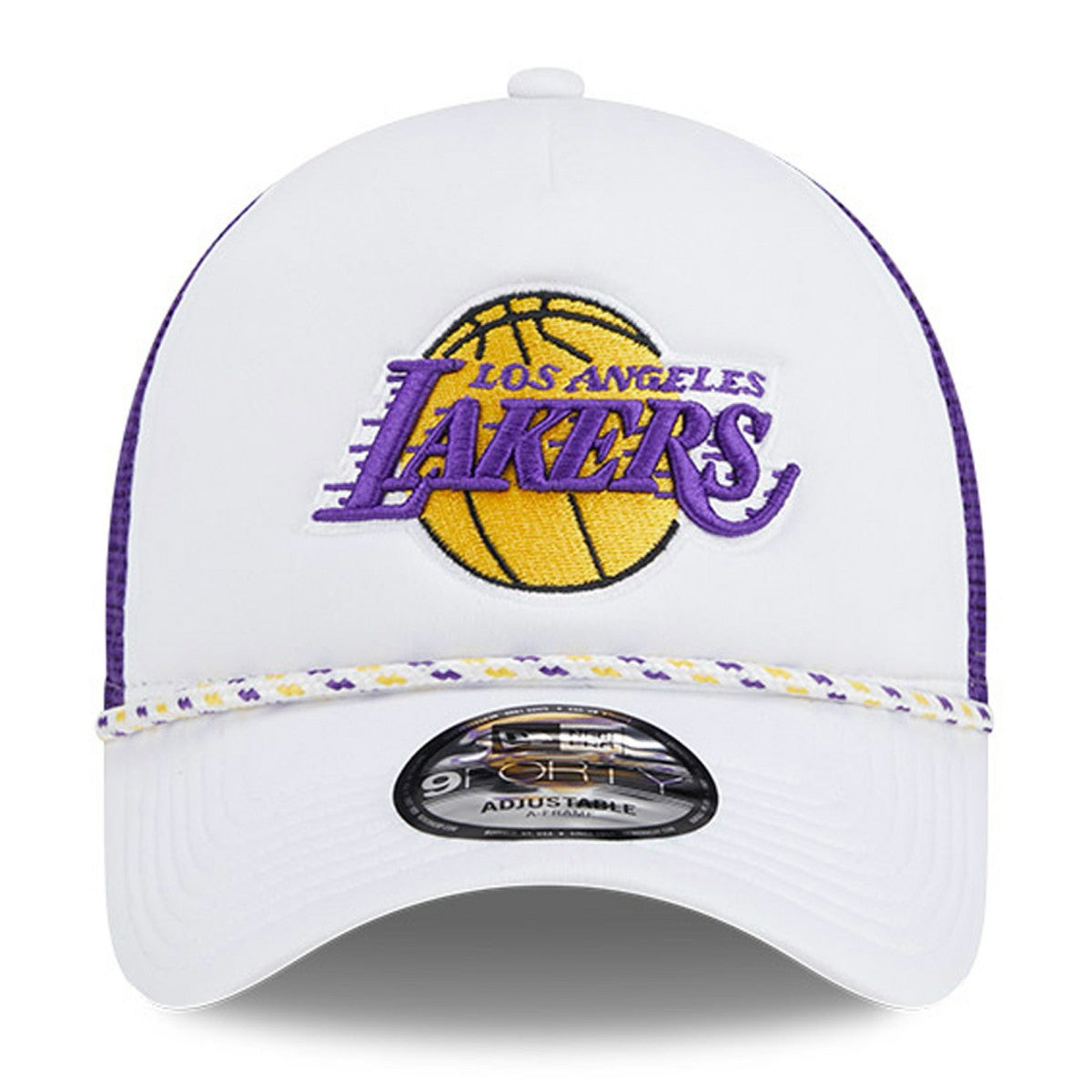 Los Angeles Lakers Court Sport Foam A-Frame 9FORTY Adjustable Trucker Hat - White/Purple | New Era online