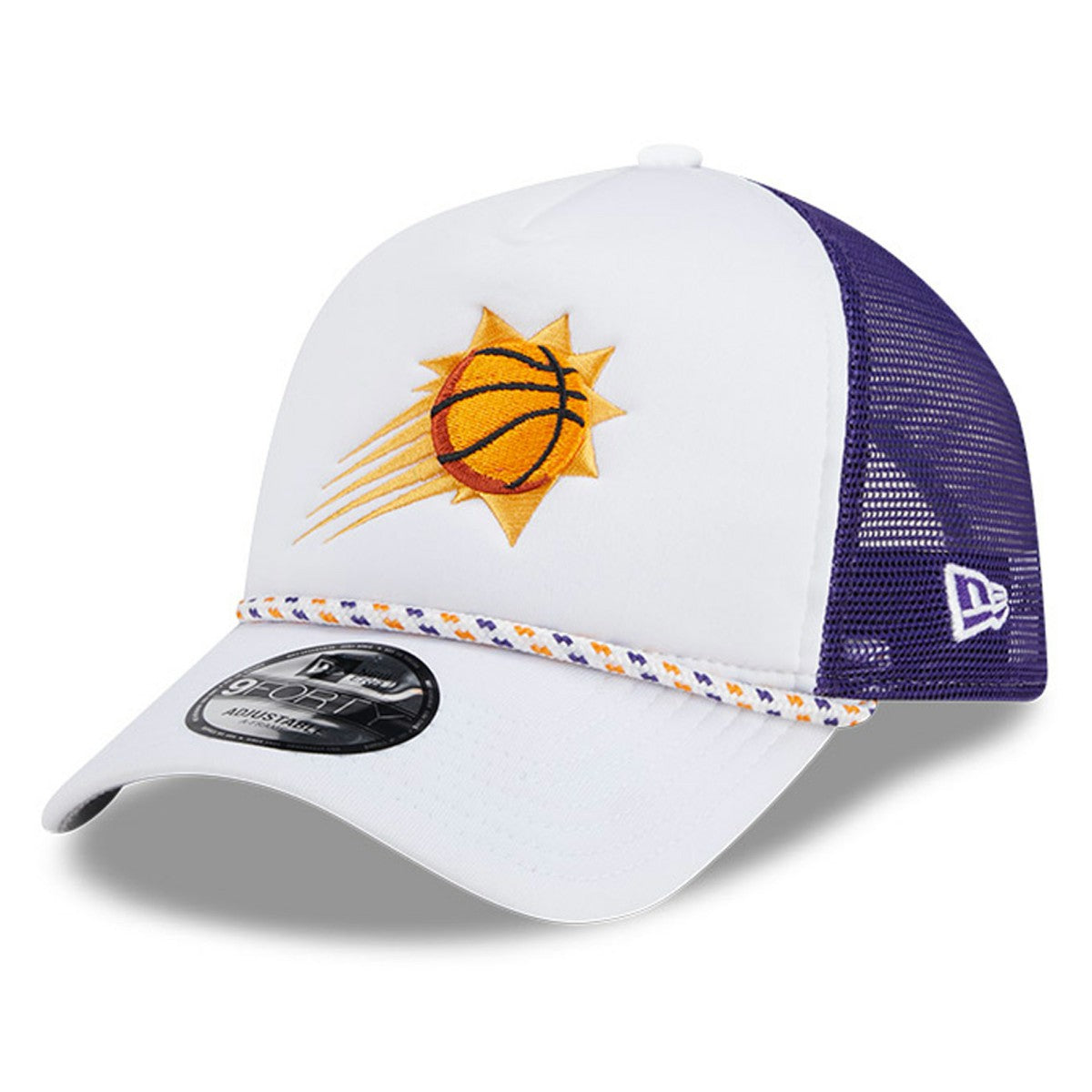 Phoenix Suns Court Sport Foam A-Frame 9FORTY Adjustable Trucker Hat - White/Purple | New Era on sale