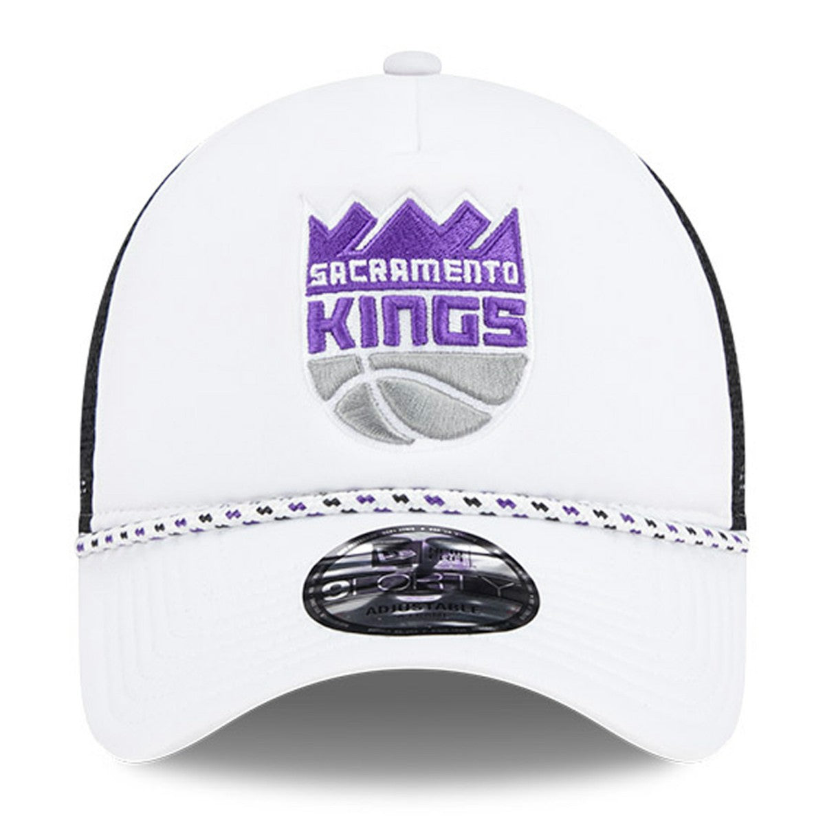 Sacramento Kings Court Sport Foam A-Frame 9FORTY Adjustable Trucker Hat - White/Black | New Era cheap