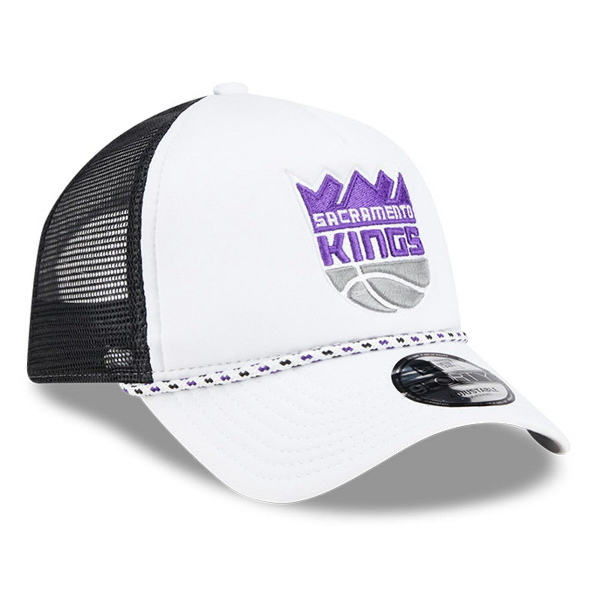 Sacramento Kings Court Sport Foam A-Frame 9FORTY Adjustable Trucker Hat - White/Black | New Era cheap