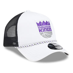 Sacramento Kings Court Sport Foam A-Frame 9FORTY Adjustable Trucker Hat - White/Black | New Era cheap