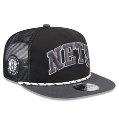 Brooklyn Nets Throwback Team Arch Golfer Snapback Hat - Black/Charcoal | New Era shop