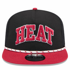Miami Heat Throwback Team Arch Golfer Snapback Hat - Black/Red | New Era cheap