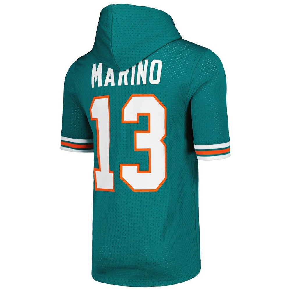 Dan Marino Miami Dolphins Retired Player Name & Number Mesh Hoodie T-Shirt - Aqua online