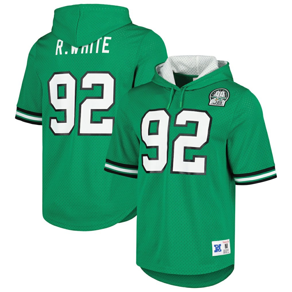 Reggie White Philadelphia Eagles Retired Player Name & Number Mesh Hoodie T-Shirt - Kelly Green sale
