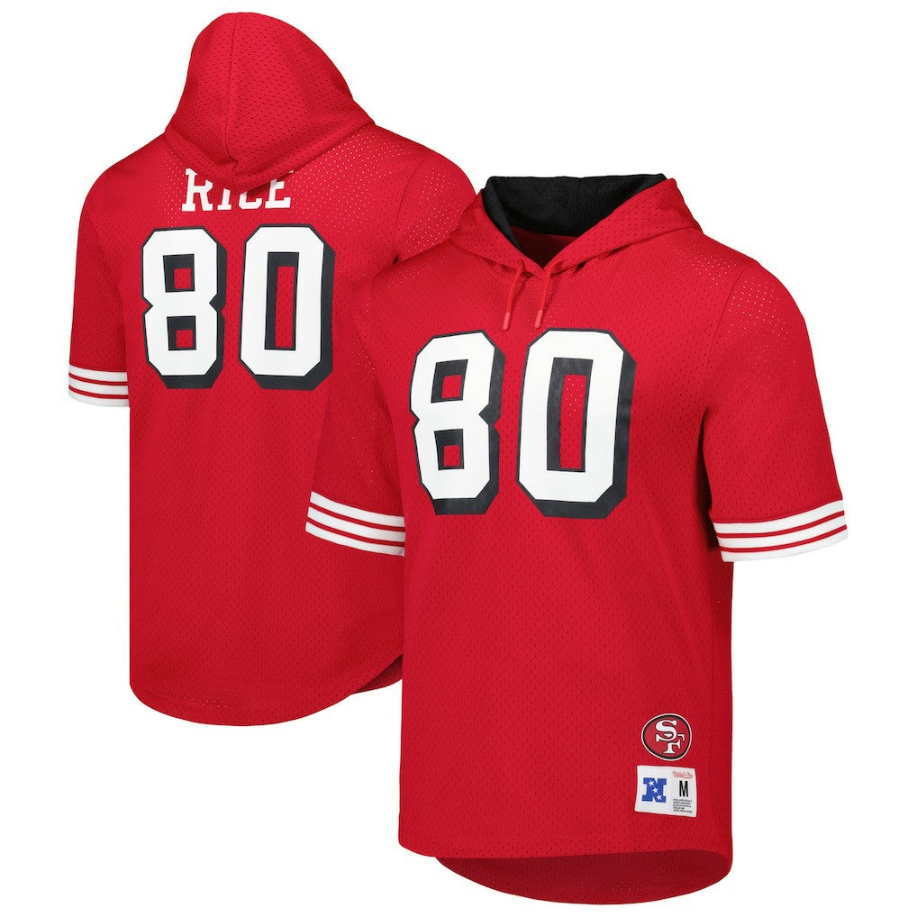 Jerry Rice San Francisco 49ers Retired Player Name & Number Mesh Hoodie T-Shirt - Scarlet discount