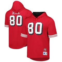 Jerry Rice San Francisco 49ers Retired Player Name & Number Mesh Hoodie T-Shirt - Scarlet discount