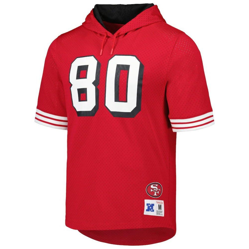 Jerry Rice San Francisco 49ers Retired Player Name & Number Mesh Hoodie T-Shirt - Scarlet discount