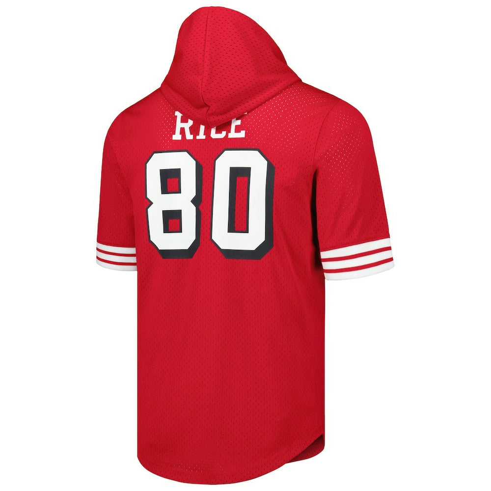 Jerry Rice San Francisco 49ers Retired Player Name & Number Mesh Hoodie T-Shirt - Scarlet discount